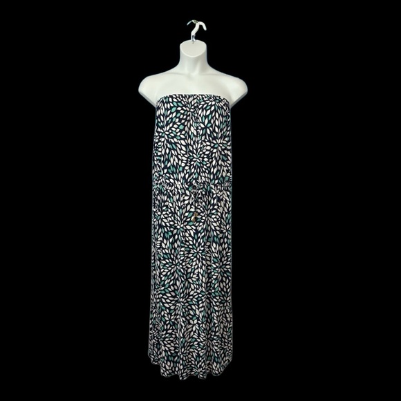 LASCANA For VENUS, Strapless Maxi Dress, Size 14, Navy, White, Green - Picture 1 of 10